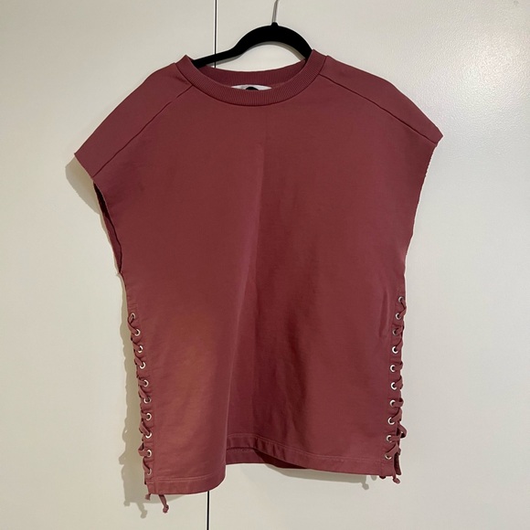 IRO Jeans oversized sleeveless pink sweatshirt with lace up sides - Picture 1 of 9